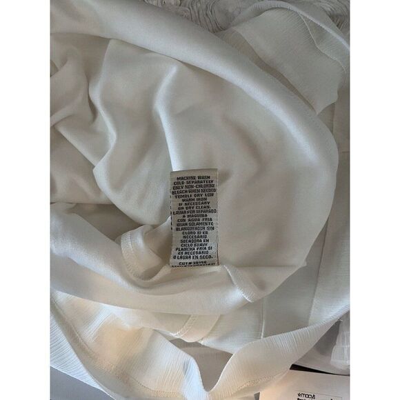 eci NY Womens Ivory Rosette Ribbon Neckline Sheer Triple Tier Bottom Blouse 10 - Picture 11 of 11